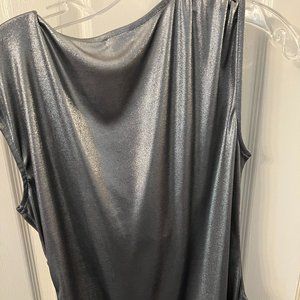 Ann Taylor Shell Top.  Shiny Silver Color.  Never Worn.  Medium